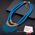 Bohemian Style Tassel Design Ethnic Sapphire Jewelry Necklace Gifts